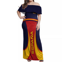 Spain Football Off Shoulder Maxi Dress La Roja 2024 Sporty Style - Wonder Print Shop