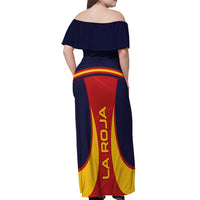 Spain Football Off Shoulder Maxi Dress La Roja 2024 Sporty Style - Wonder Print Shop