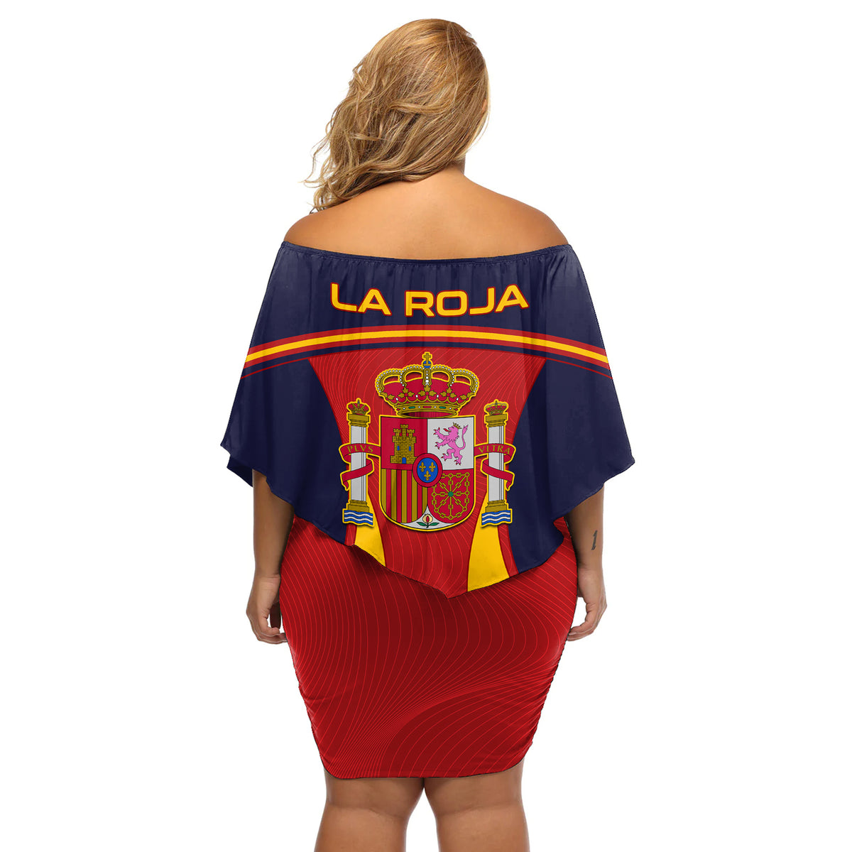 Spain Football Off Shoulder Short Dress La Roja 2024 Sporty Style - Wonder Print Shop