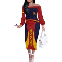Spain Football Off The Shoulder Long Sleeve Dress La Roja 2024 Sporty Style - Wonder Print Shop