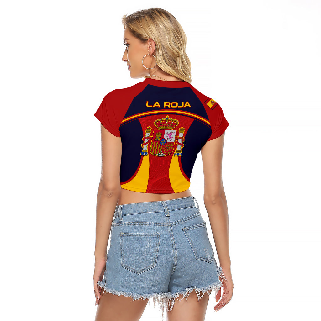 Spain Football Raglan Cropped T Shirt La Roja 2024 Sporty Style - Wonder Print Shop