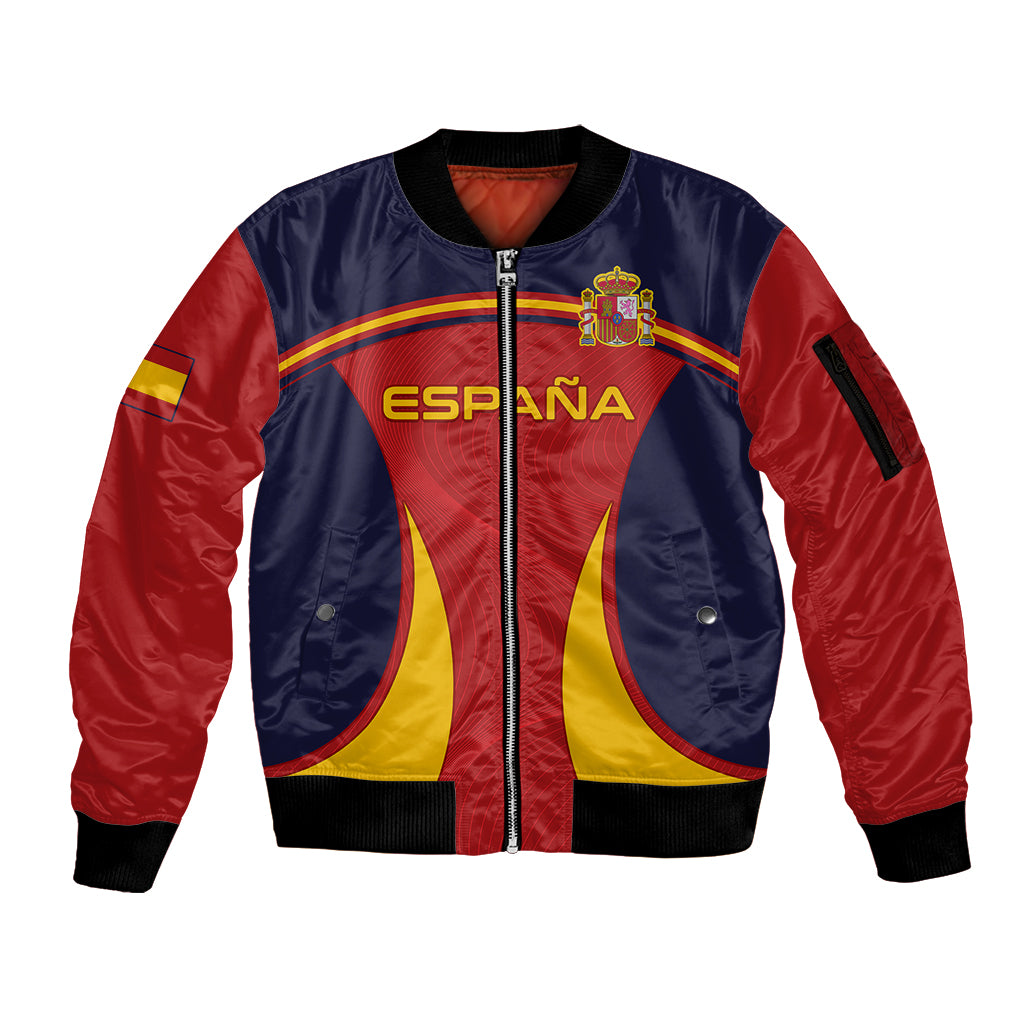 Spain Football Sleeve Zip Bomber Jacket La Roja 2024 Sporty Style - Wonder Print Shop