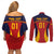 Custom Spain Football Couples Matching Off Shoulder Short Dress and Long Sleeve Button Shirts La Roja 2024 Sporty Style - Wonder Print Shop