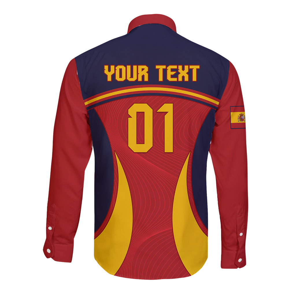 Custom Spain Football Long Sleeve Button Shirt La Roja 2024 Sporty Style - Wonder Print Shop