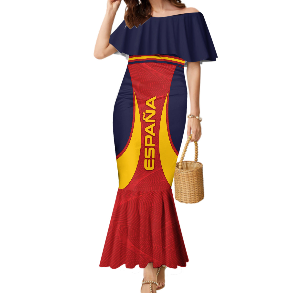 Custom Spain Football Mermaid Dress La Roja 2024 Sporty Style - Wonder Print Shop