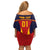Custom Spain Football Off Shoulder Short Dress La Roja 2024 Sporty Style - Wonder Print Shop
