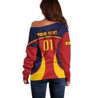 Custom Spain Football Off Shoulder Sweater La Roja 2024 Sporty Style - Wonder Print Shop