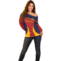 Custom Spain Football Off Shoulder Sweater La Roja 2024 Sporty Style - Wonder Print Shop