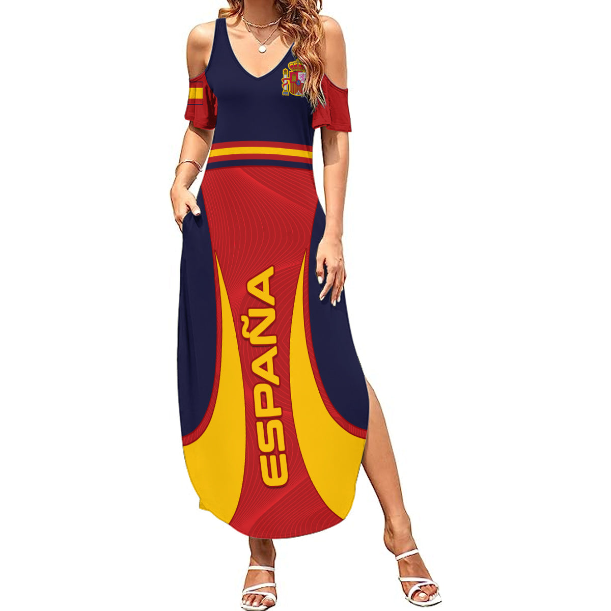 Custom Spain Football Summer Maxi Dress La Roja 2024 Sporty Style - Wonder Print Shop