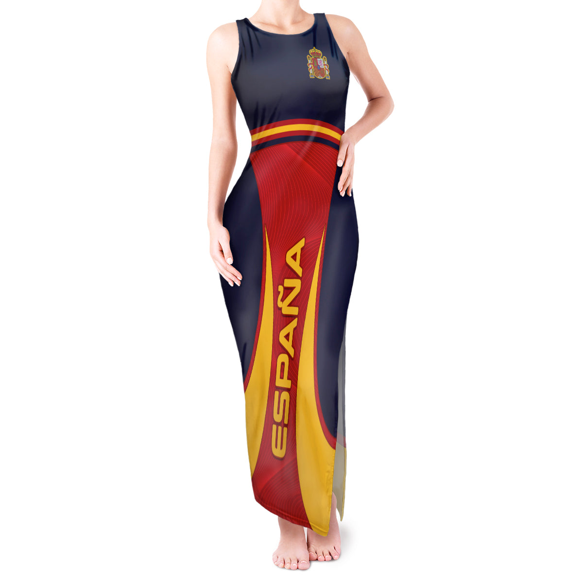 Custom Spain Football Tank Maxi Dress La Roja 2024 Sporty Style - Wonder Print Shop