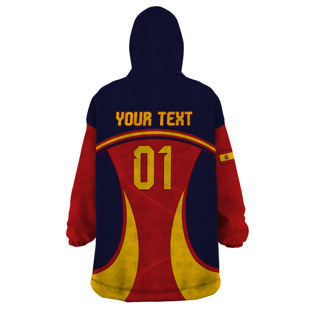Custom Spain Football Wearable Blanket Hoodie La Roja 2024 Sporty Style - Wonder Print Shop