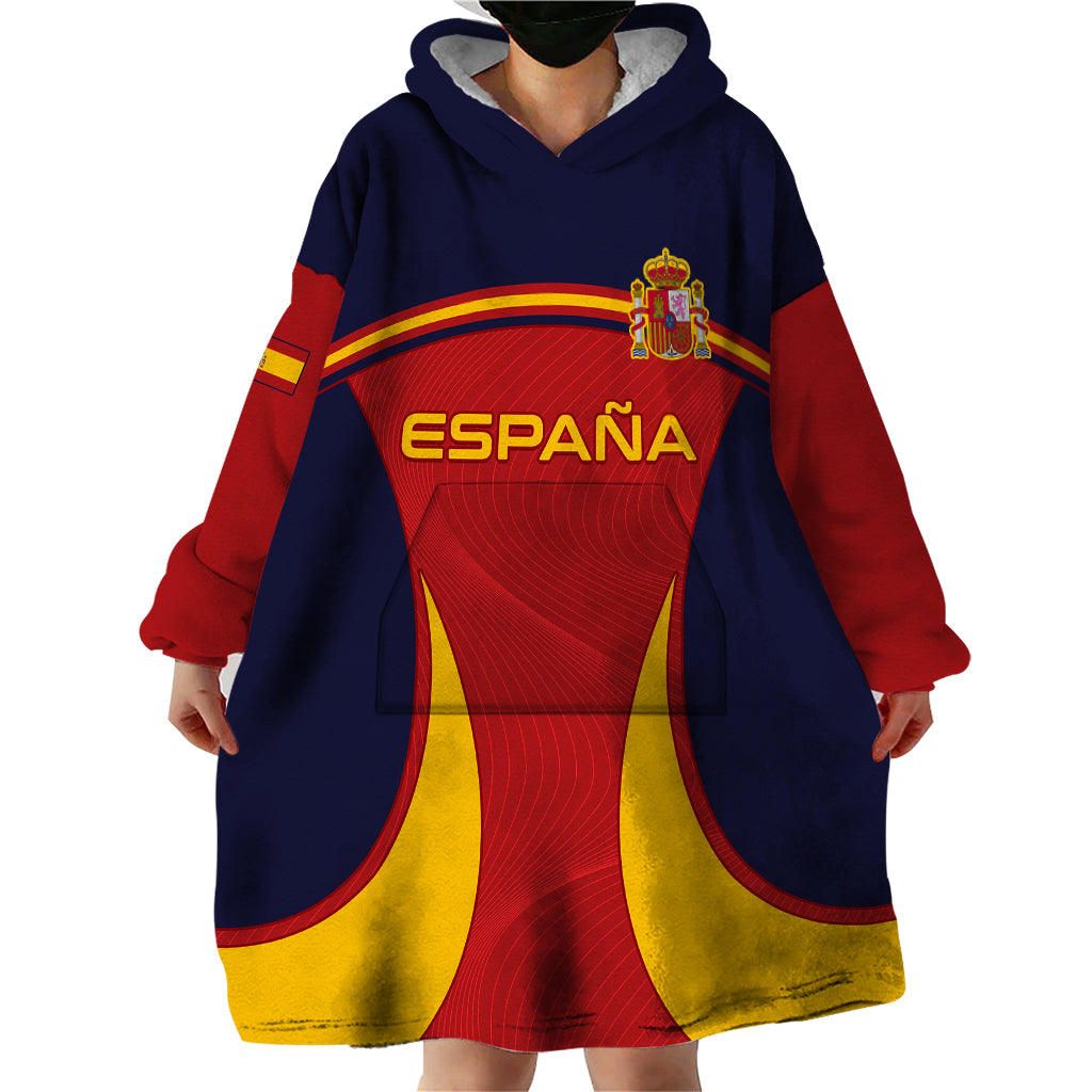 Custom Spain Football Wearable Blanket Hoodie La Roja 2024 Sporty Style - Wonder Print Shop