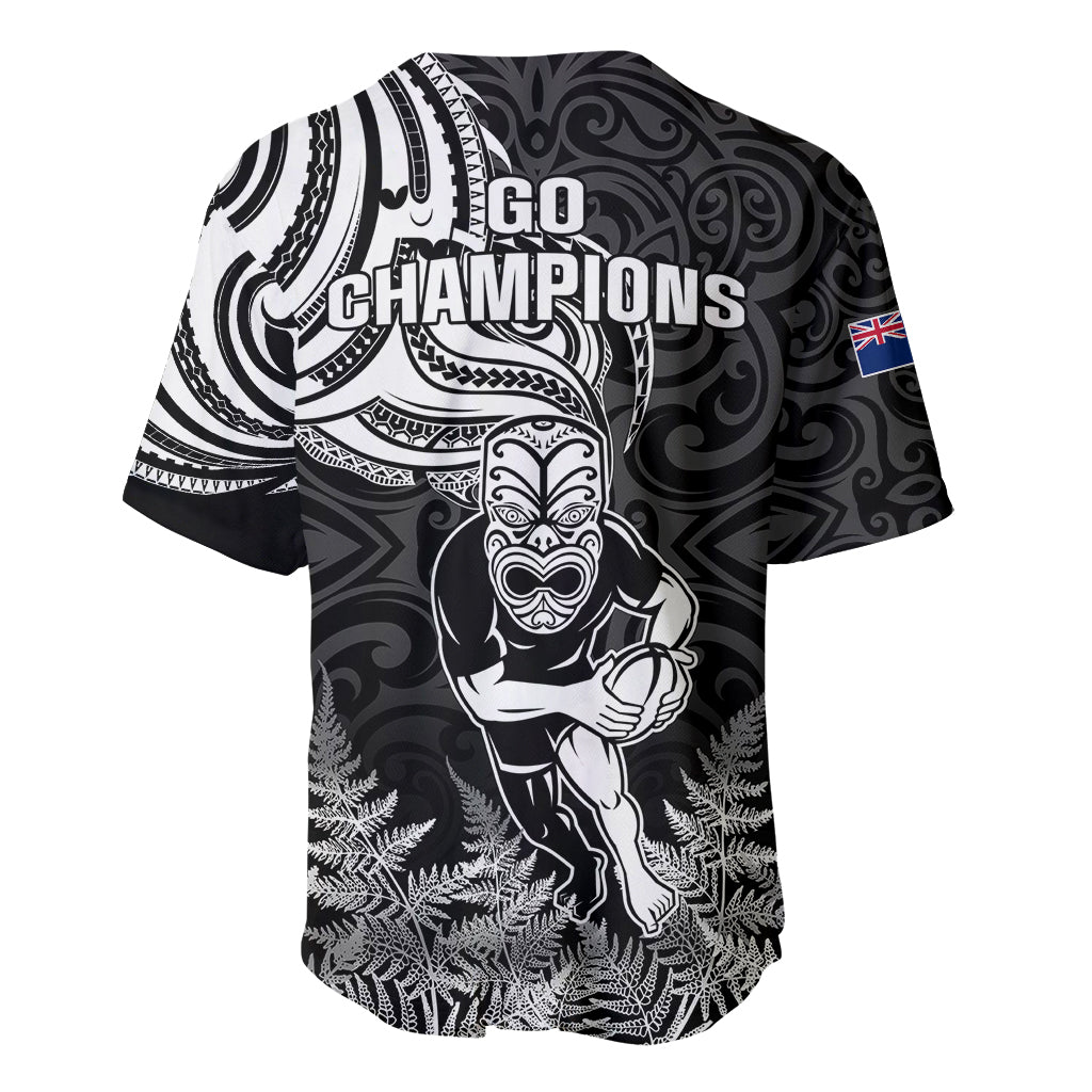 New Zealand Silver Fern Rugby Baseball Jersey Maori Tiki Player With Ta Moko Tribal - Wonder Print Shop