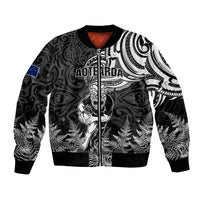 New Zealand Silver Fern Rugby Bomber Jacket Maori Tiki Player With Ta Moko Tribal - Wonder Print Shop