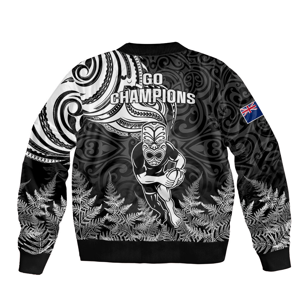 New Zealand Silver Fern Rugby Bomber Jacket Maori Tiki Player With Ta Moko Tribal - Wonder Print Shop