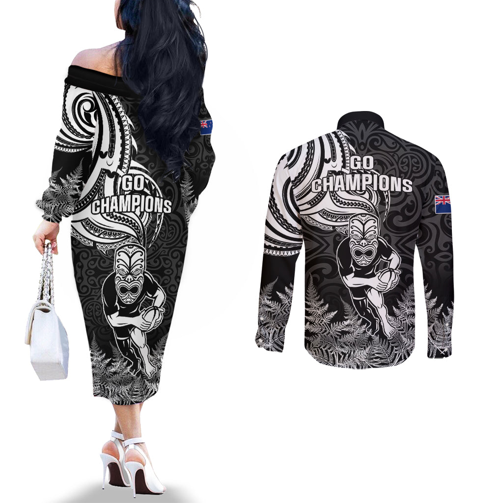 new-zealand-silver-fern-rugby-couples-matching-off-the-shoulder-long-sleeve-dress-and-long-sleeve-button-shirts-maori-tiki-player-with-ta-moko-tribal