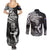 New Zealand Silver Fern Rugby Couples Matching Summer Maxi Dress and Long Sleeve Button Shirts Maori Tiki Player With Ta Moko Tribal - Wonder Print Shop