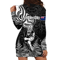 New Zealand Silver Fern Rugby Hoodie Dress Maori Tiki Player With Ta Moko Tribal - Wonder Print Shop