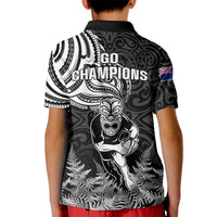 New Zealand Silver Fern Rugby Kid Polo Shirt Maori Tiki Player With Ta Moko Tribal - Wonder Print Shop