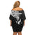 New Zealand Silver Fern Rugby Off Shoulder Short Dress Maori Tiki Player With Ta Moko Tribal - Wonder Print Shop