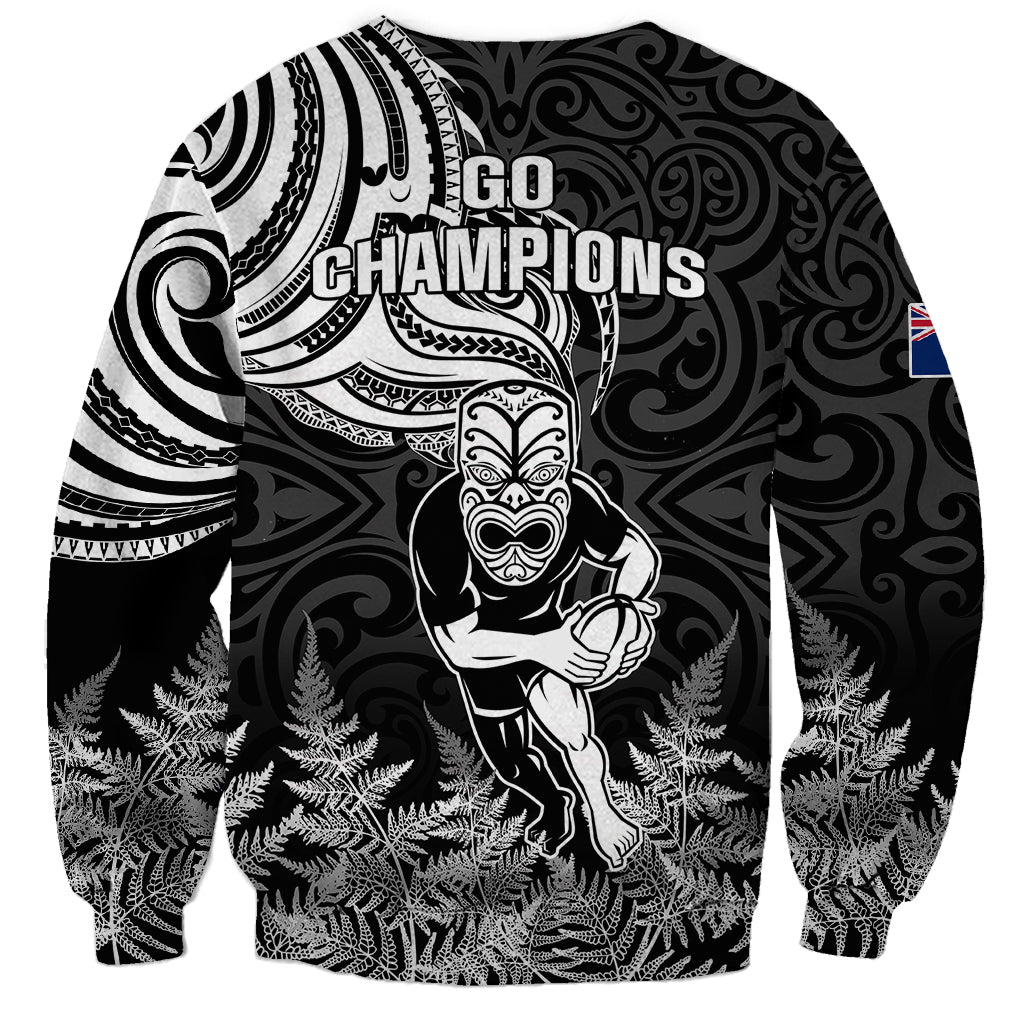 New Zealand Silver Fern Rugby Sweatshirt Maori Tiki Player With Ta Moko Tribal - Wonder Print Shop