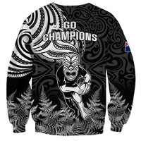 New Zealand Silver Fern Rugby Sweatshirt Maori Tiki Player With Ta Moko Tribal - Wonder Print Shop