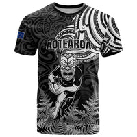 New Zealand Silver Fern Rugby T Shirt Maori Tiki Player With Ta Moko Tribal - Wonder Print Shop