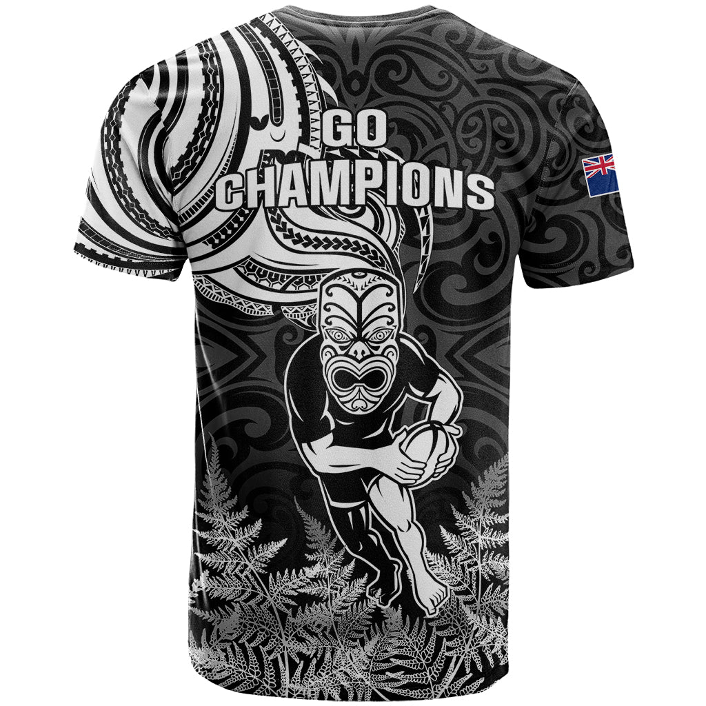 New Zealand Silver Fern Rugby T Shirt Maori Tiki Player With Ta Moko Tribal - Wonder Print Shop