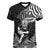 New Zealand Silver Fern Rugby Women V Neck T Shirt Maori Tiki Player With Ta Moko Tribal - Wonder Print Shop