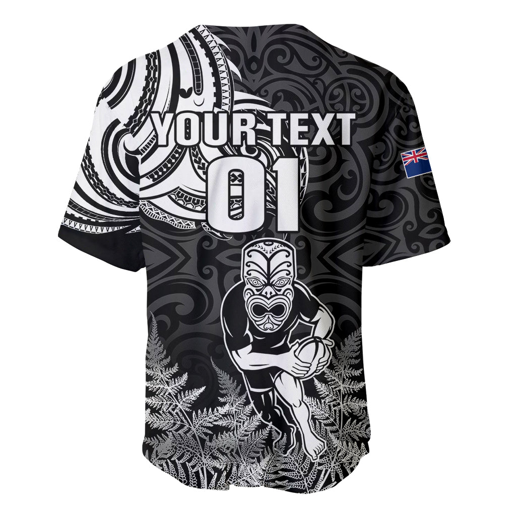 Custom New Zealand Silver Fern Rugby Baseball Jersey Maori Tiki Player With Ta Moko Tribal - Wonder Print Shop