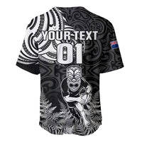 Custom New Zealand Silver Fern Rugby Baseball Jersey Maori Tiki Player With Ta Moko Tribal - Wonder Print Shop