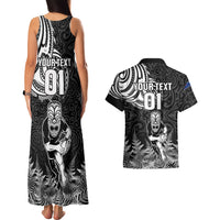 Custom New Zealand Silver Fern Rugby Couples Matching Tank Maxi Dress and Hawaiian Shirt Maori Tiki Player With Ta Moko Tribal - Wonder Print Shop