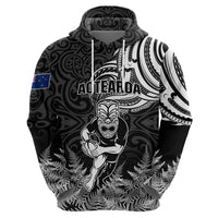 Custom New Zealand Silver Fern Rugby Hoodie Maori Tiki Player With Ta Moko Tribal - Wonder Print Shop