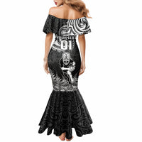 Custom New Zealand Silver Fern Rugby Mermaid Dress Maori Tiki Player With Ta Moko Tribal - Wonder Print Shop