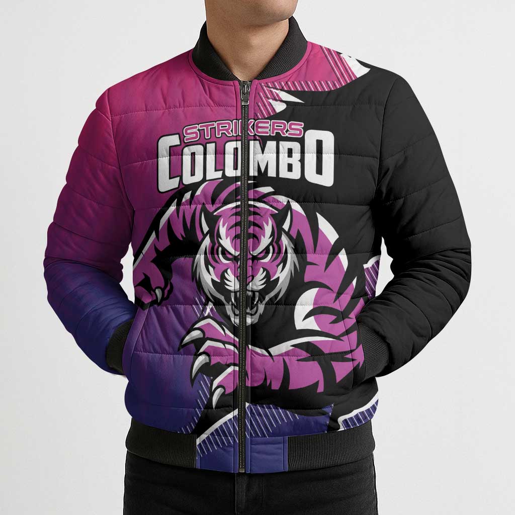 Custom Colombo Cricket Strikers Bomber Puffer Jacket Strike To Conquer - Wonder Print Shop