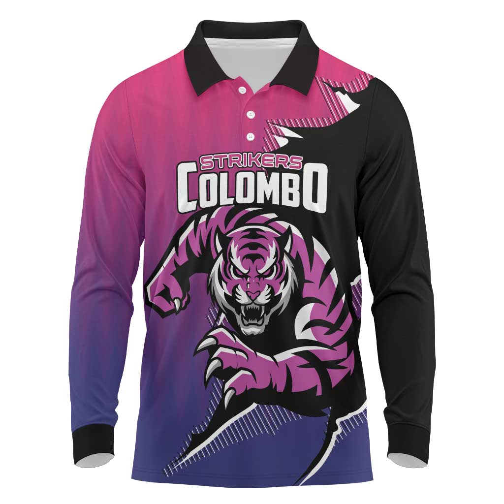 Custom Colombo Cricket Strikers Long Sleeve Polo Shirt Strike To Conquer - Wonder Print Shop