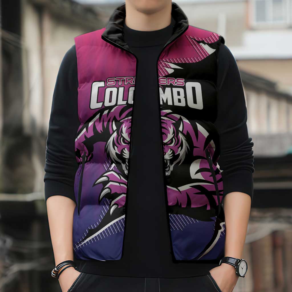 Custom Colombo Cricket Strikers Sleeveless Puffer Jacket Strike To Conquer - Wonder Print Shop