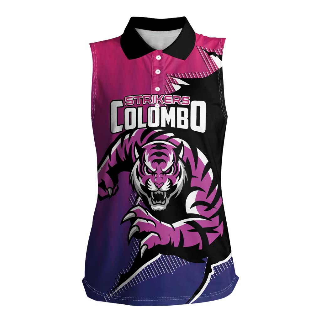 Custom Colombo Cricket Strikers Women Sleeveless Polo Shirt Strike To Conquer - Wonder Print Shop