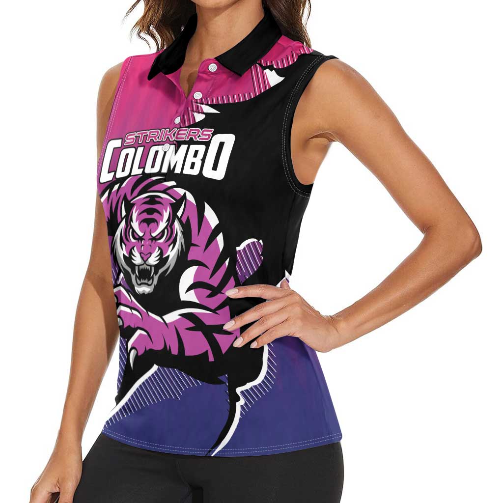 Custom Colombo Cricket Strikers Women Sleeveless Polo Shirt Strike To Conquer - Wonder Print Shop