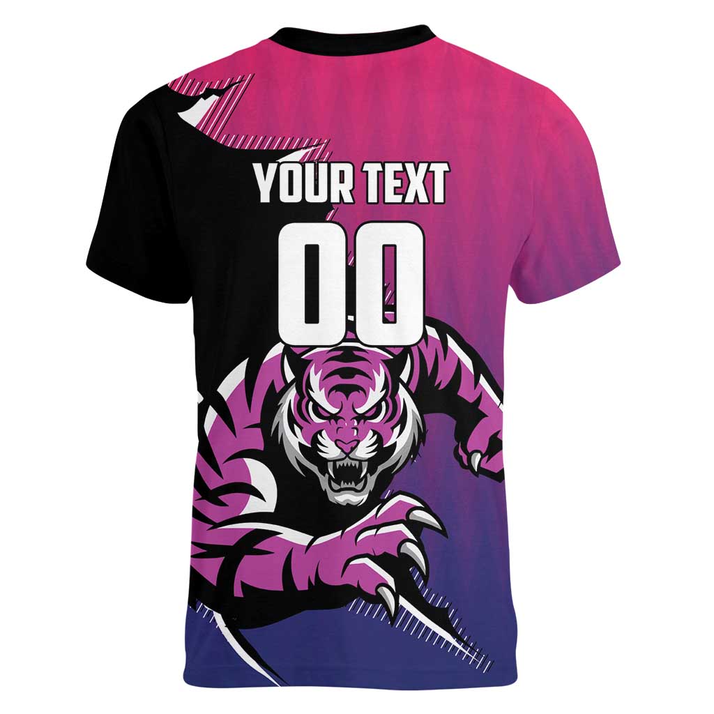 Custom Colombo Cricket Strikers Women V-Neck T-Shirt Strike To Conquer - Wonder Print Shop
