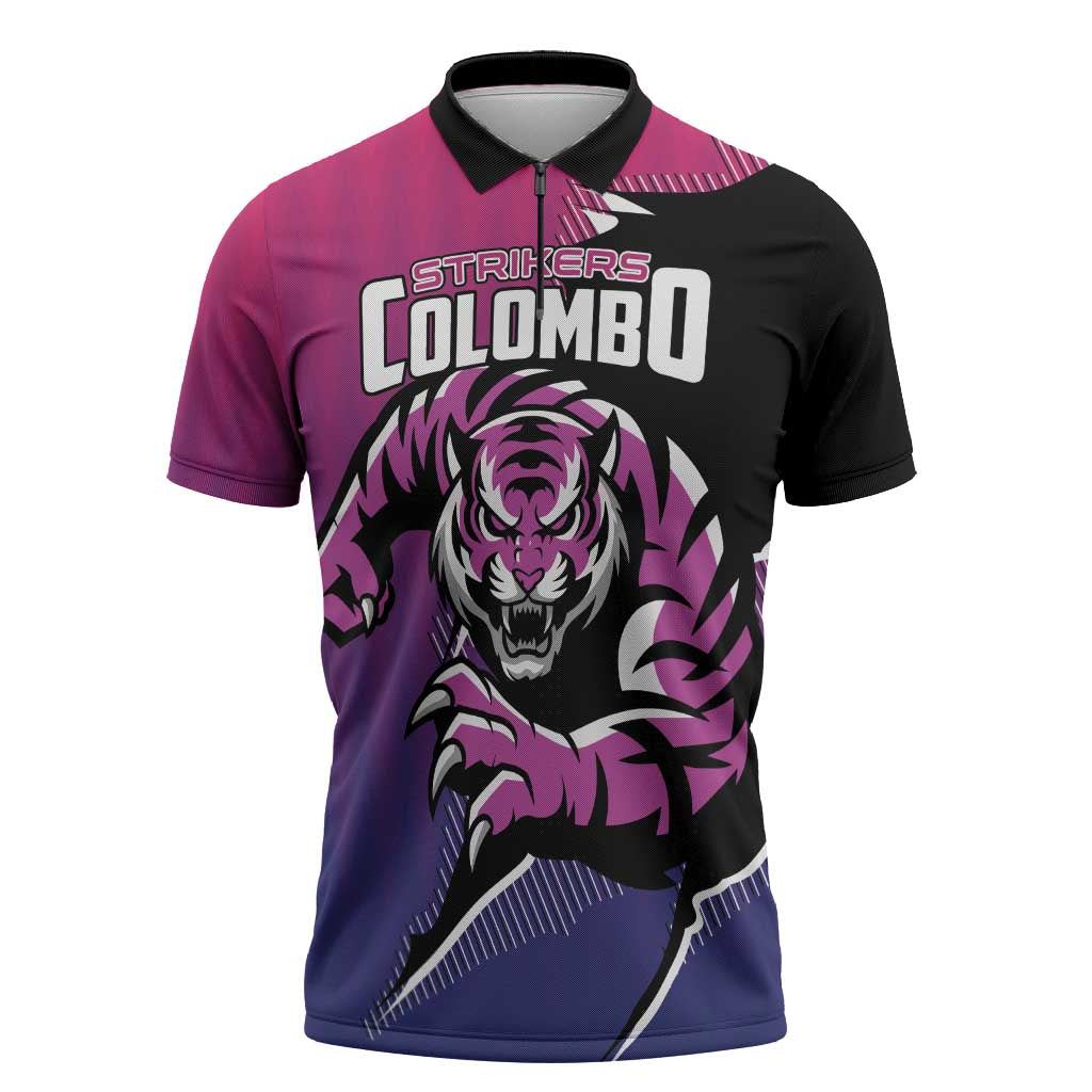 Custom Colombo Cricket Strikers Zipper Polo Shirt Strike To Conquer - Wonder Print Shop