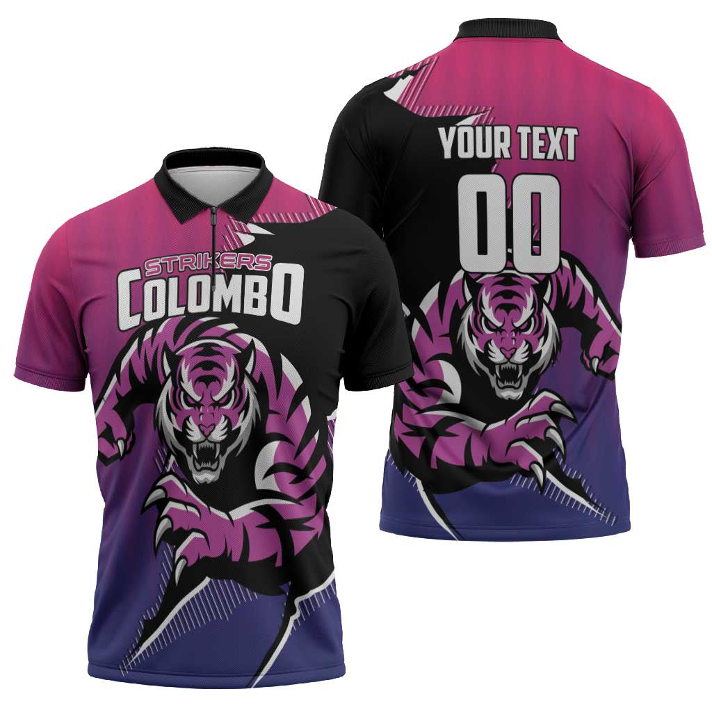 Custom Colombo Cricket Strikers Zipper Polo Shirt Strike To Conquer - Wonder Print Shop