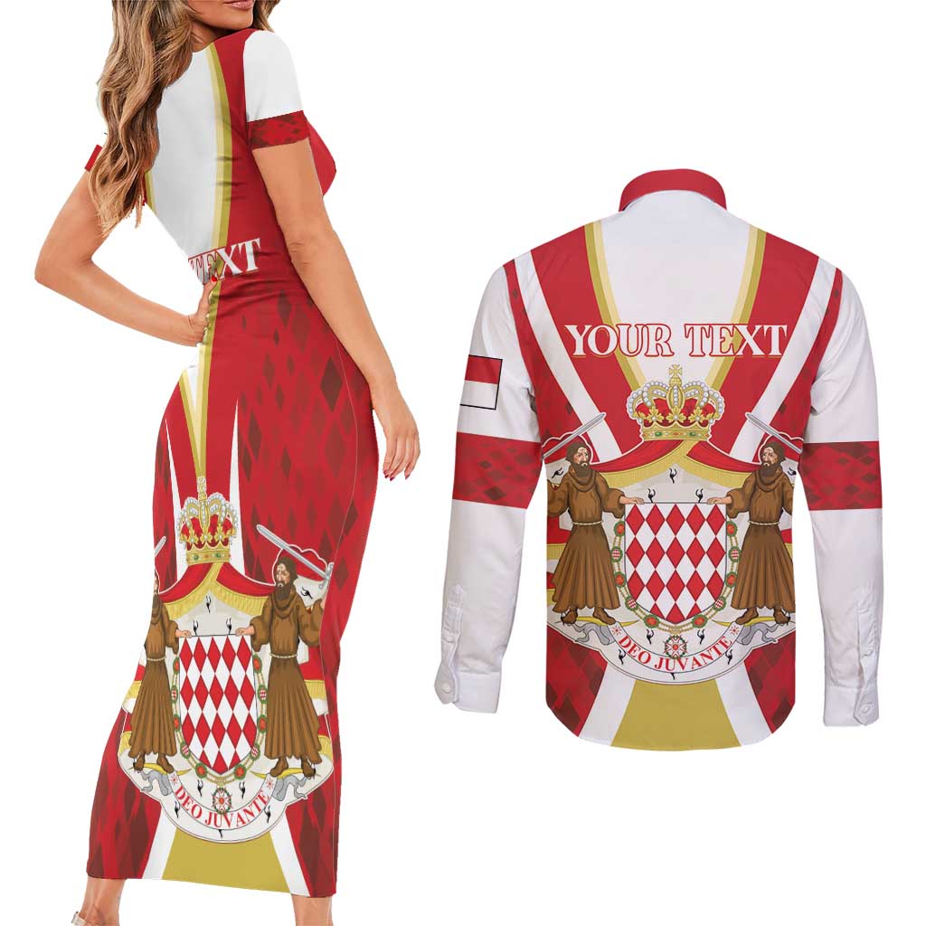 Personalized Monaco Couples Matching Short Sleeve Bodycon Dress and Long Sleeve Button Shirt Deo Juvante - Wonder Print Shop