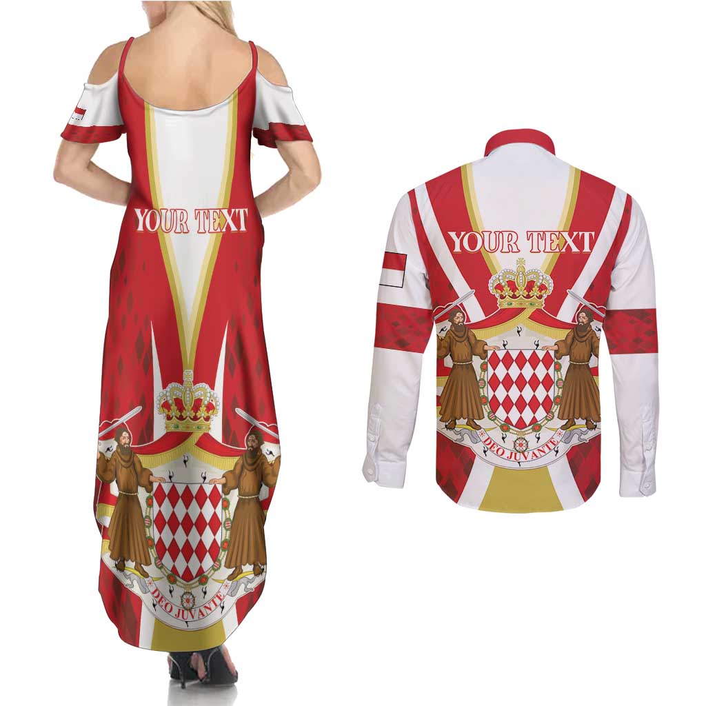 Personalized Monaco Couples Matching Summer Maxi Dress and Long Sleeve Button Shirt Deo Juvante - Wonder Print Shop