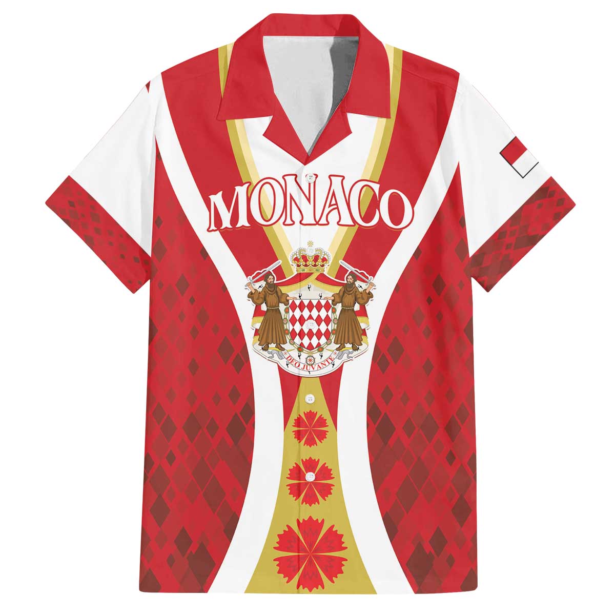 Personalized Monaco Family Matching Off The Shoulder Long Sleeve Dress and Hawaiian Shirt Deo Juvante - Wonder Print Shop