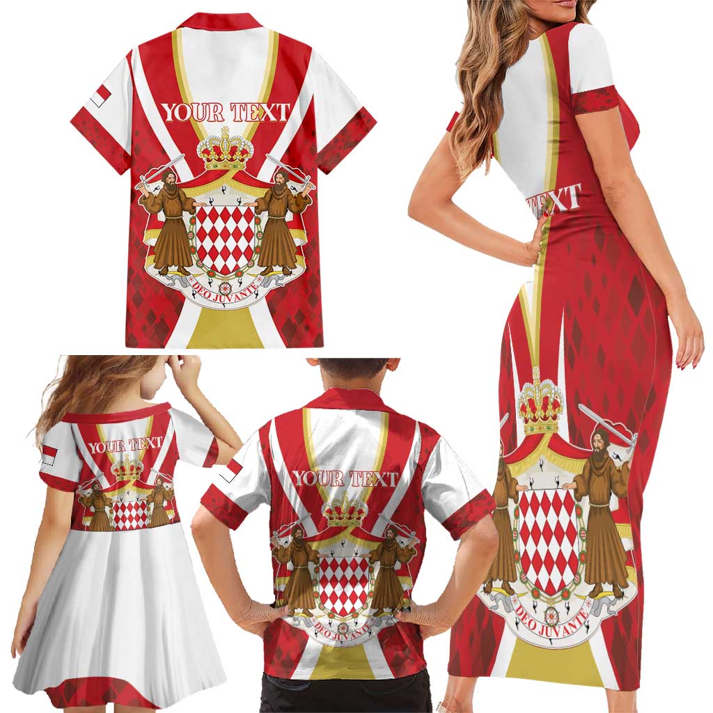 Personalized Monaco Family Matching Short Sleeve Bodycon Dress and Hawaiian Shirt Deo Juvante - Wonder Print Shop