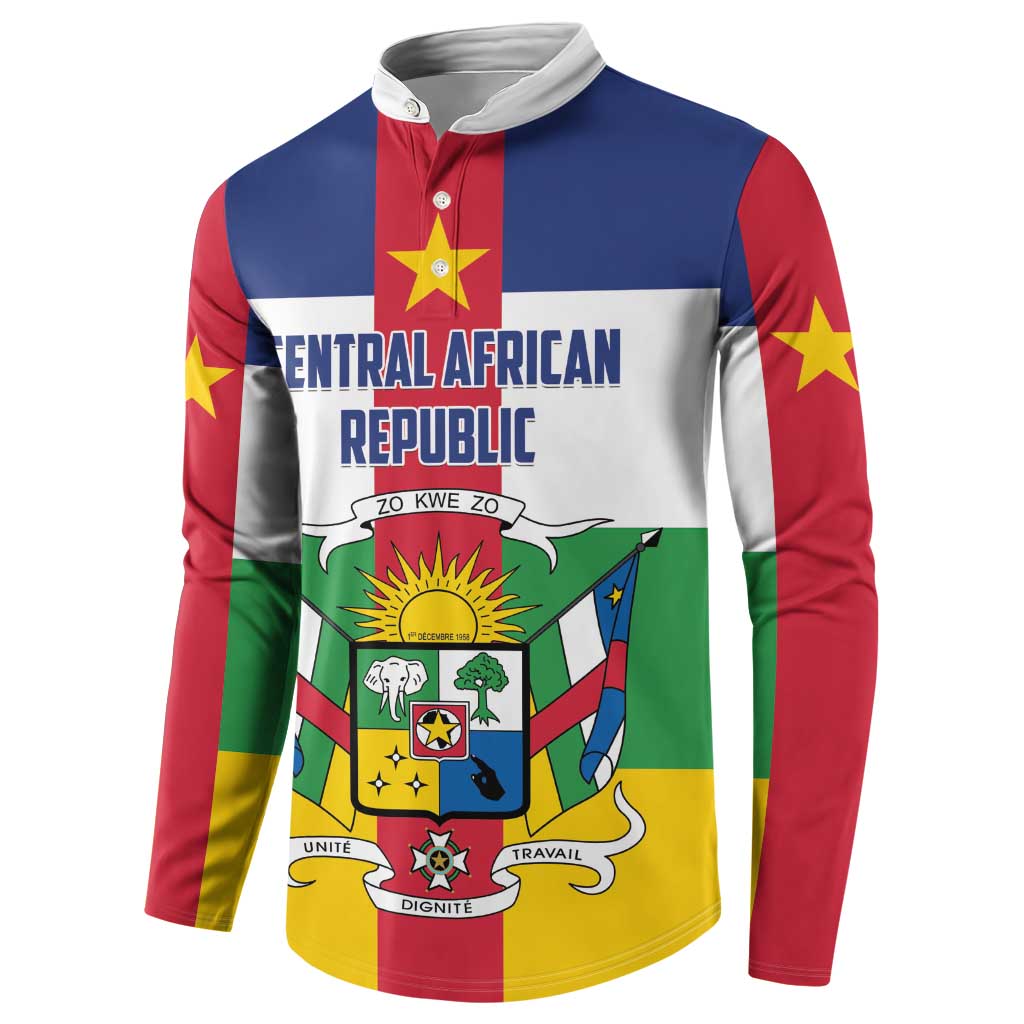 Personalized Central African Republic Button Sweatshirt Zo Kwe Zo Flag Style - Wonder Print Shop