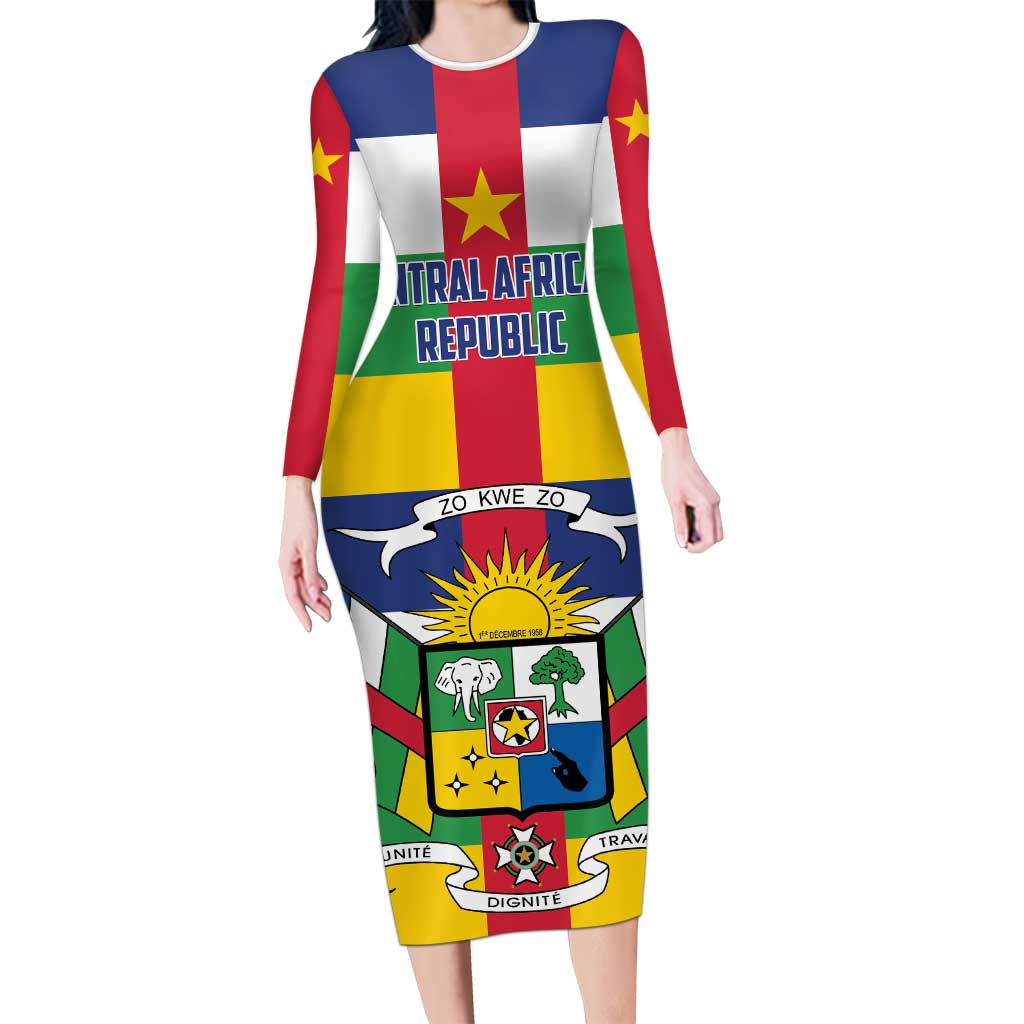 Personalized Central African Republic Family Matching Long Sleeve Bodycon Dress and Hawaiian Shirt Zo Kwe Zo Flag Style - Wonder Print Shop