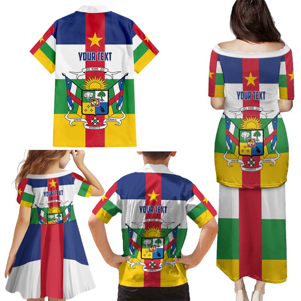 Personalized Central African Republic Family Matching Puletasi and Hawaiian Shirt Zo Kwe Zo Flag Style - Wonder Print Shop