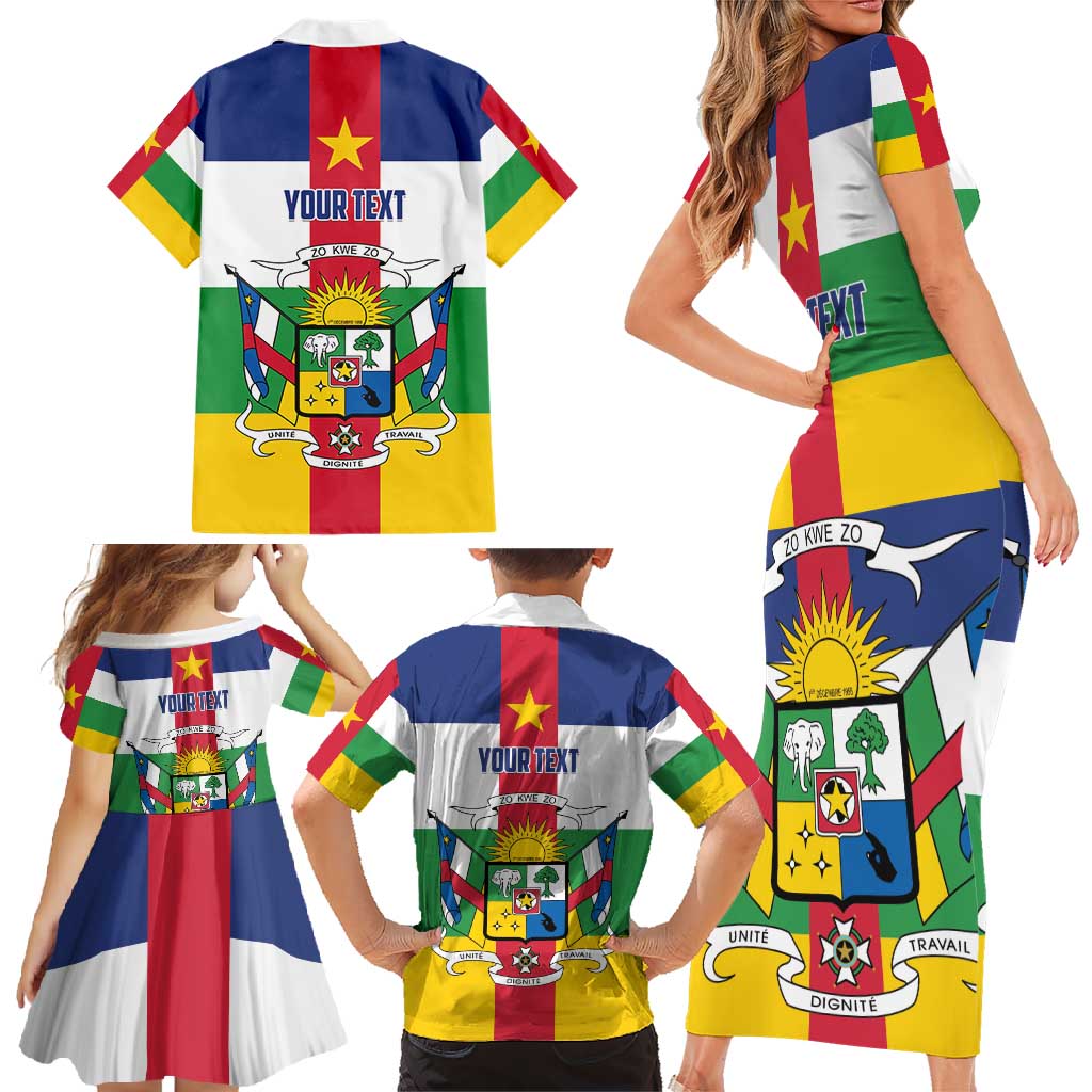 Personalized Central African Republic Family Matching Short Sleeve Bodycon Dress and Hawaiian Shirt Zo Kwe Zo Flag Style - Wonder Print Shop